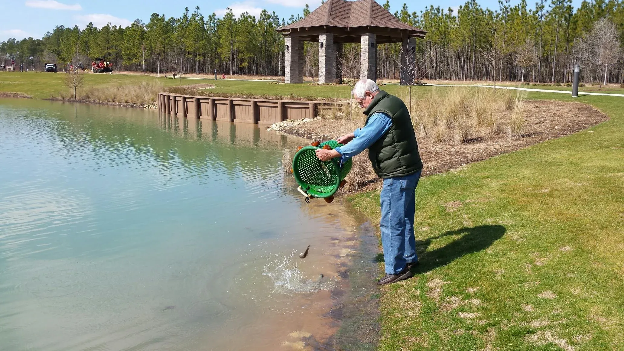 Granite Ridge stocking fish at a client pond